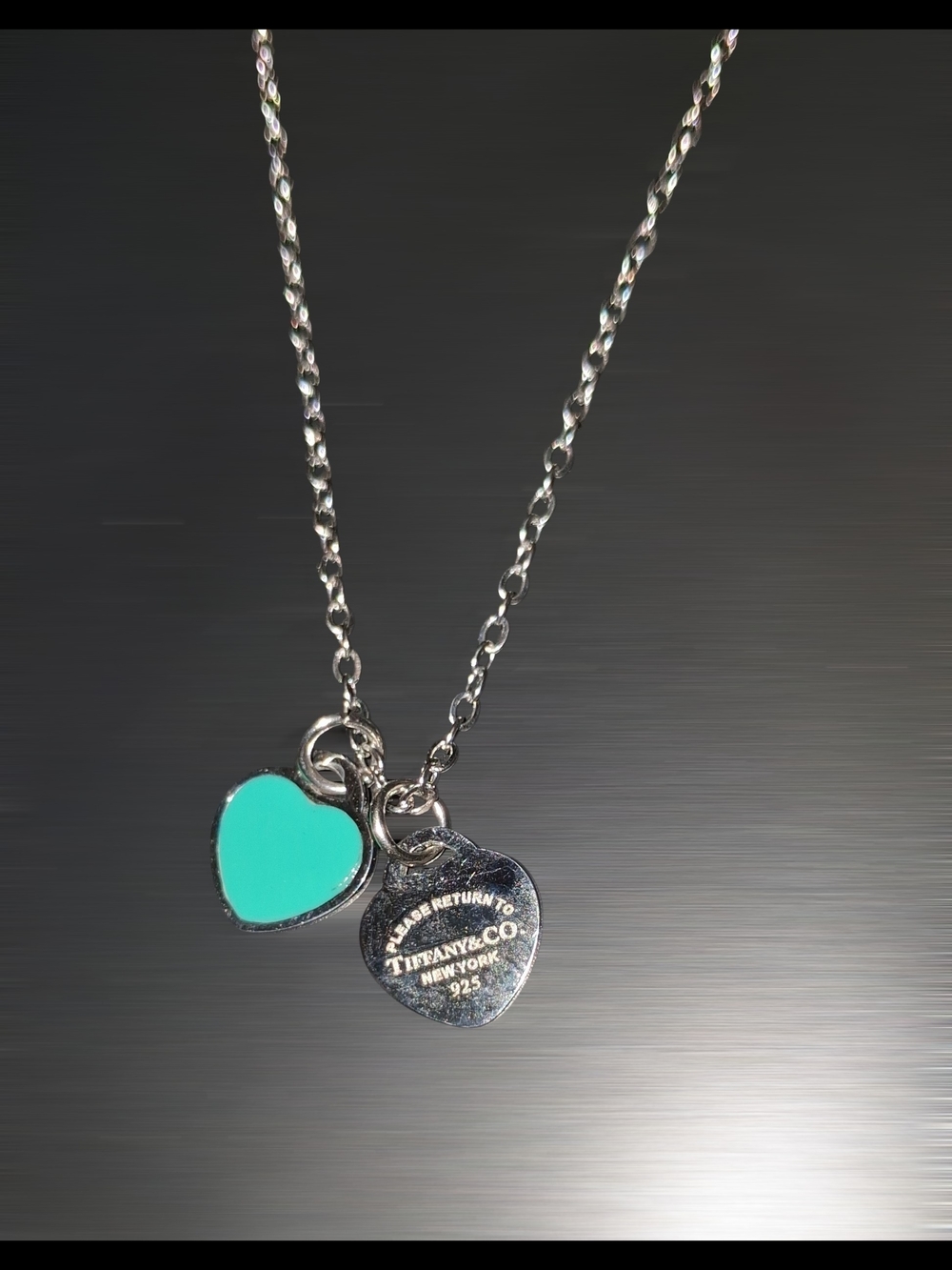 Silver Chain Necklace with Turquoise Heart Charm